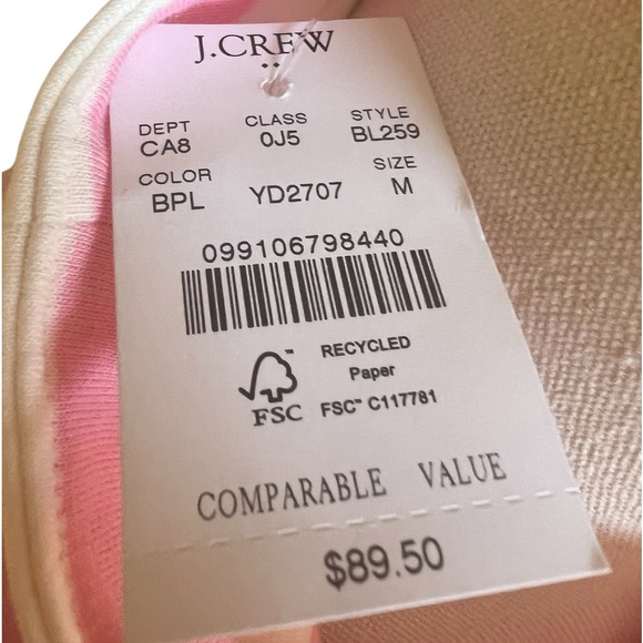 J Crew NWT rugby style striped shirt pullover pink and cream stripes sz medium - Picture 7 of 8
